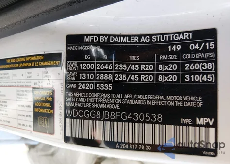 2015 Mercedes-Benz Glk 350 4Matic from USA, damaged, VIN WDCGG8JB8FG430538